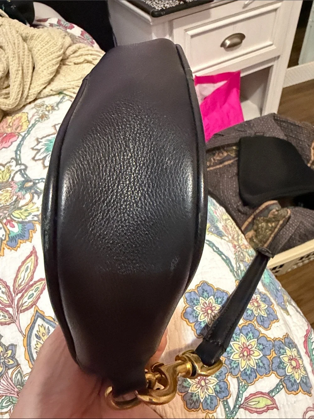 Etienne Aigner Black Leather Crossbody with Embossed 'A'